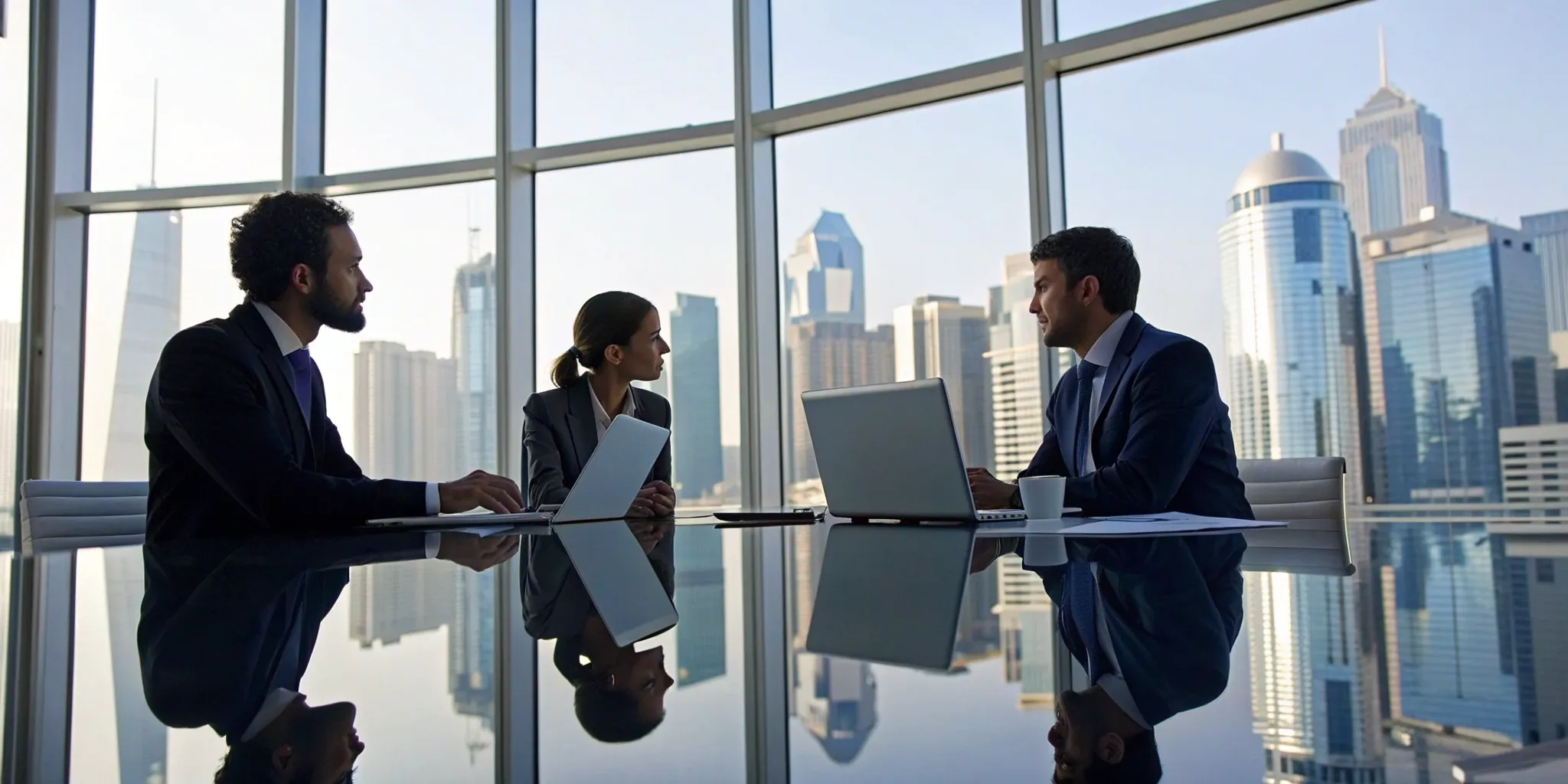 An executive search team planning an AI-driven strategy to recruit top leadership talent.