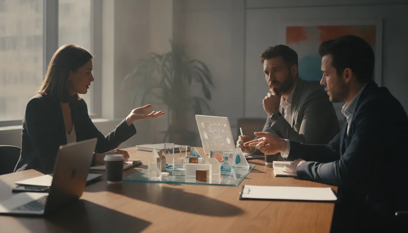Executive team evaluating an AI adoption roadmap with a technical leader